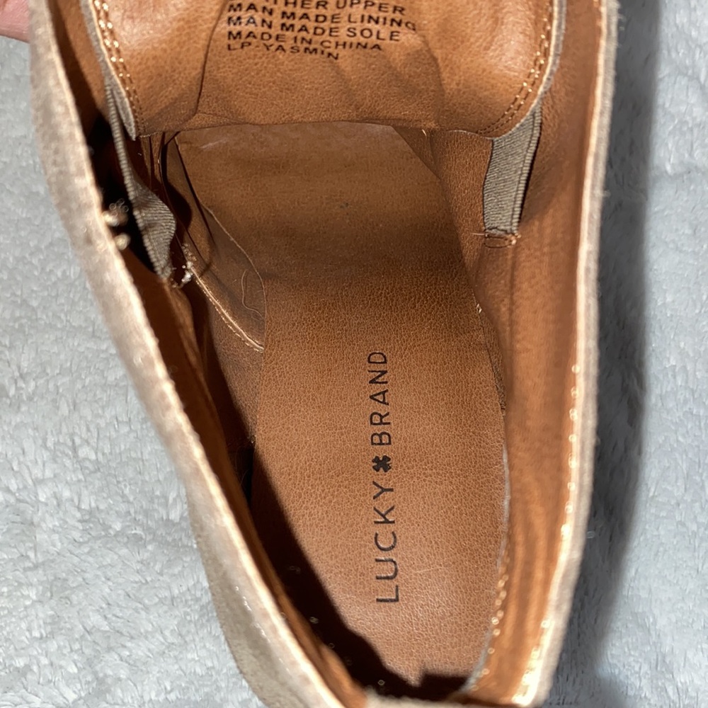 Lucky Brand Yasmin Tan Wedge Booties Size 10M - Picture 8 of 9